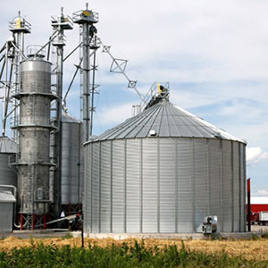 Grain elevators and storage bins